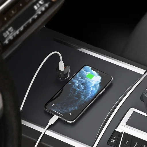 Choetech autós szivargyújtós gyorstöltő 2x USB Type C 40W FCP AFC fekete (TC0008) - 7