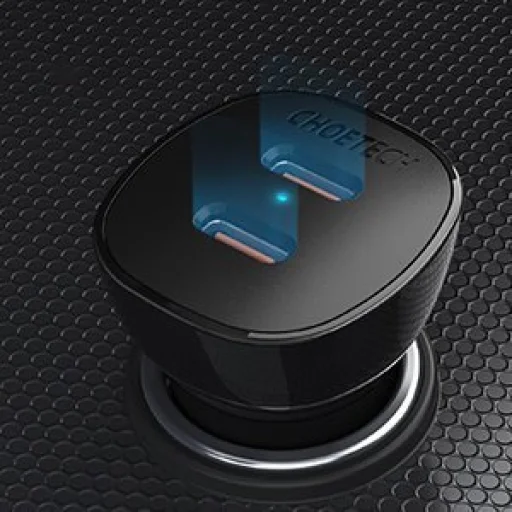 Choetech autós szivargyújtós gyorstöltő 2x USB Type C 40W FCP AFC fekete (TC0008) - 2
