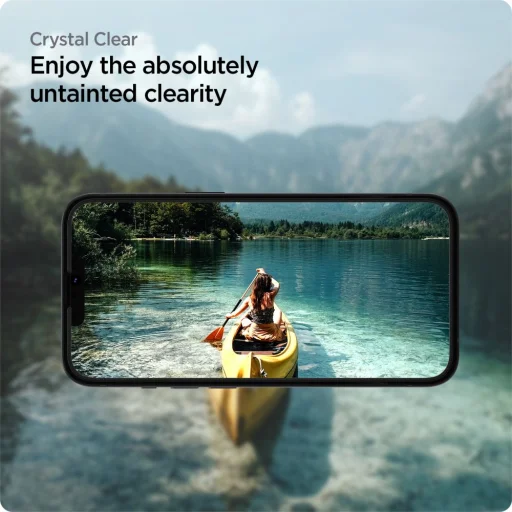 iPhone 13 / 13 Pro / 14 / 16e Spigen Alm Glass FC 2x üvegfólia fekete (AGL03387) - 9