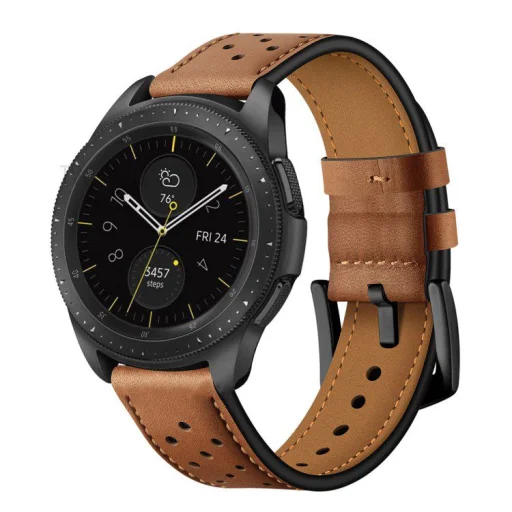 Samsung Galaxy Watch 4 40 / 42 / 44 / 46mm Tech-Protect Bőr Óraszíj Barna - 1