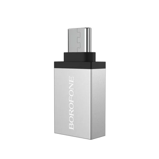 Borofone BV3 USB-A - USB Type-C OTG adaptér strieborný - 6