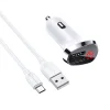 Borofone BZ15 Univerzális autós töltő LCD 2.4A 2x USB + Micro USB kábel 1m fehér - 5