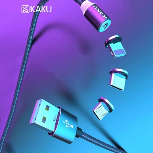 Ksc 3in1 Mágneses kábel USB Type C + Lightning + Micro USB 3A 1m piros - 4