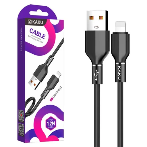 KAKU Aluminium Alloy USB - Lightning kábel 3.2A 1.2m fekete - 1