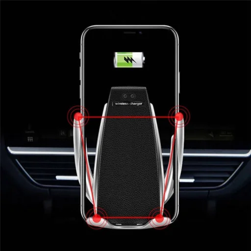 Univerzális S5 automata autós telefontartó és vezeték nélküli 10 W Qi töltő fekete - 17