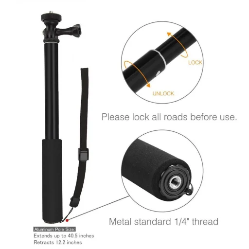 Tech-Protect Monopod és Selfie bot Gopro Hero-hoz fekete - 4