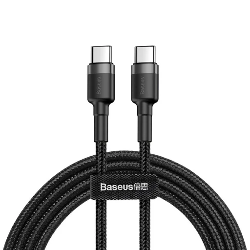 Baseus Cafule kábel USB Type-C - USB Type-C - PD 2.0 60W 3A QC 3.0 2m fekete/ szürke - 1