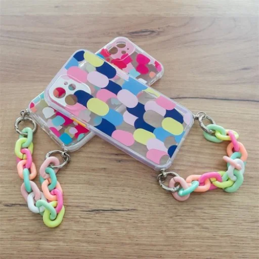 iPhone 11 Pro Color Chain rugalmas géltok láncos függővel színes (multicolour 2) - 5