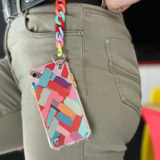 iPhone 11 Pro Color Chain rugalmas géltok láncos függővel színes (multicolour 2) - 4