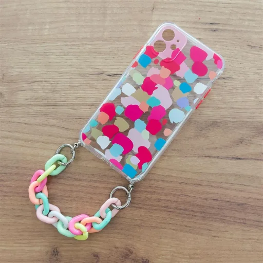 iPhone 11 Pro Color Chain rugalmas géltok láncos függővel színes (multicolour 2) - 2