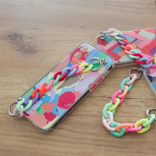 iPhone 11 Pro Color Chain rugalmas géltok láncos függővel színes (multicolour 2) - 3