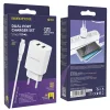 Borofone BN2 Hálózati töltő adapter 2xUSB 2.1A + USB Type-C kábel fehér thumbnail