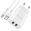 Borofone BN2 Hálózati töltő adapter 2xUSB 2.1A + USB Type-C kábel fehér thumbnail