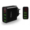 ROCK T14 hálózati, fali USB töltő adapter digitális kijelzővel  3 USB porttal fekete thumbnail