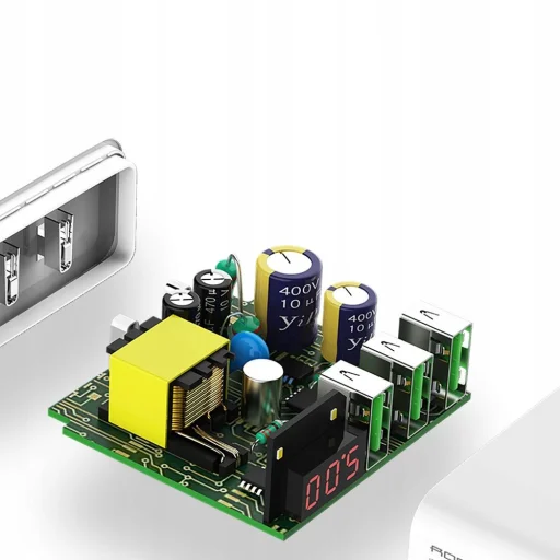 ROCK T14 hálózati, fali USB töltő adapter digitális kijelzővel  3 USB porttal fekete - 3