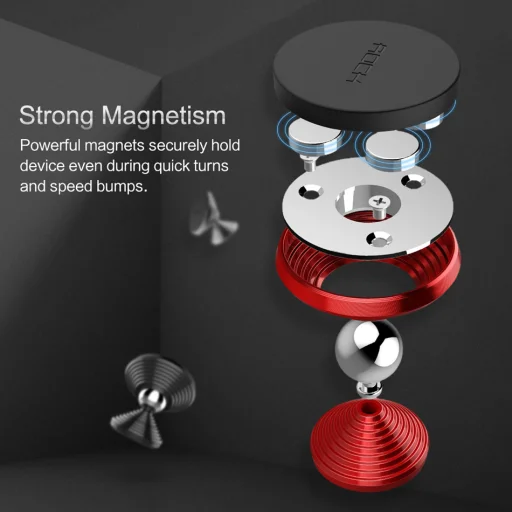 ROCK Univerzális műszerfalra rögzíthető mágneses telefontartó piros színben - 10