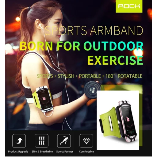 ROCK Univerzális felkaron, karra rögzíthető telefontartó sportoláshoz piros színben, karpánt futáshoz - 2