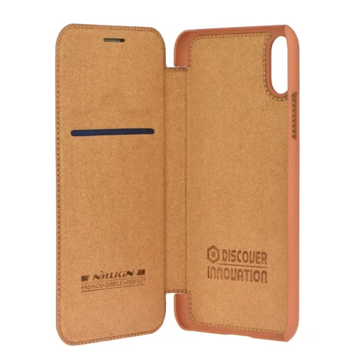 Nillkin Qin bőr fliptok iPhone X/XS barna tok - 3