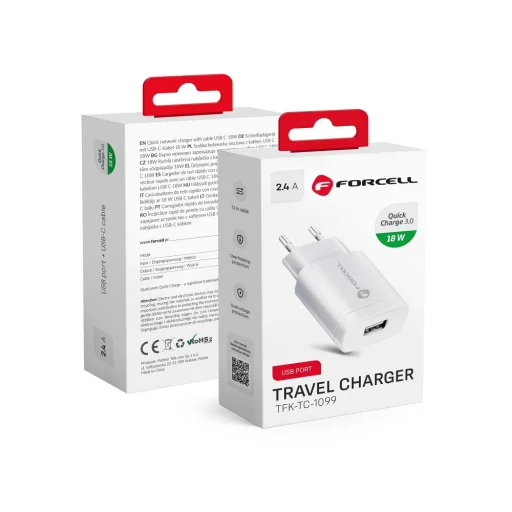 Forcell hálózati, fali töltő adapter USB aljzattal 2.4A 3.0 gyorstöltés technológiával ( kábel nélkül ) - 1