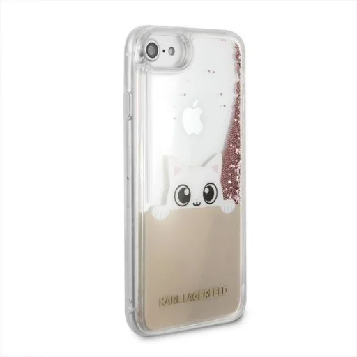 Karl Lagerfeld gél tok folyékony flitteres mintával iPhone 7/8 rózsaszín - 3