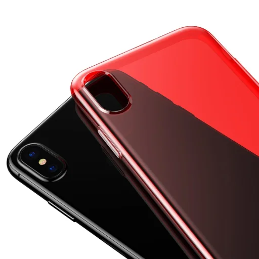 Baseus Simple Series áttetsző piros gél TPU iPhone X tok - 3