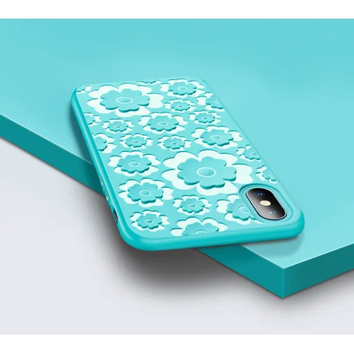 MSVII Flower Flexible Szilikon tok TPU borítással iPhone X kék - 2