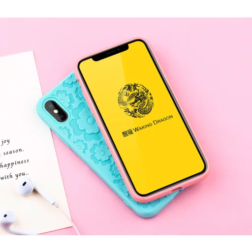 MSVII Flower Flexible Szilikon tok TPU borítással iPhone X kék - 4