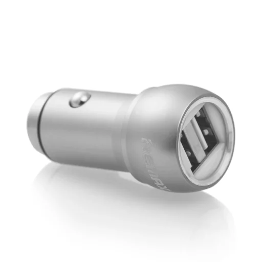 Remax autós töltő gyorstöltéssel 2 USB aljzattal ezüst színben - 2