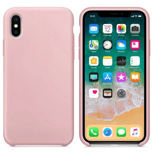 Szilikon tok iPhone X/XS pink színben - 2