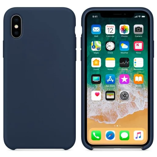 Szilikonos Puha Rugalmas tok iPhone X sötétkék - 1