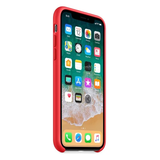 Szilikon tok iPhone X/XS piros színben - 3