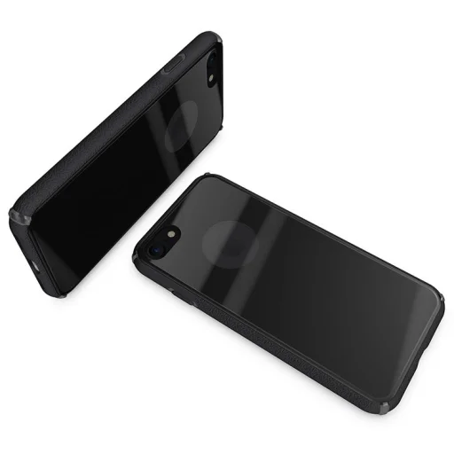 Tartós tok edzett üveg hátlappal iPhone 7/8 fekete - 7