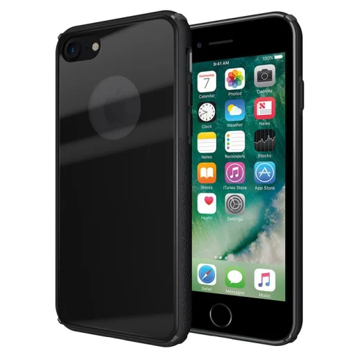 Tartós tok edzett üveg hátlappal iPhone 7/8 fekete - 1