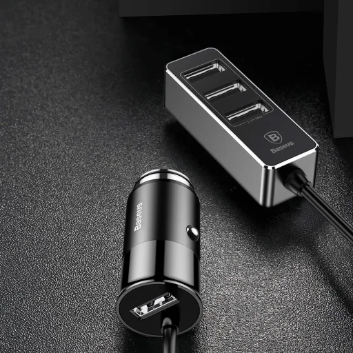Baseus Enjoy autós szivargyújtós töltő 4 USB aljzattal 5.5A fekete színben - 8