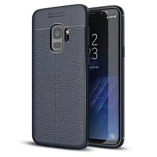 Litchi mintázatú flexibilis TPU tok Samsung S9 G960 kék színben - 1