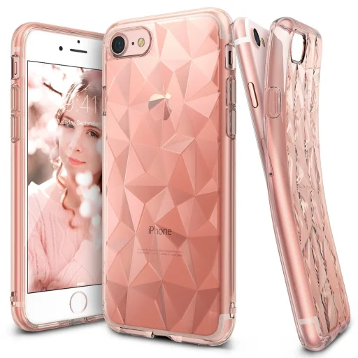 Ringke Air ultravékony tok iPhone 7/8 3D flitteres prizma mintázattal rose gold - 1