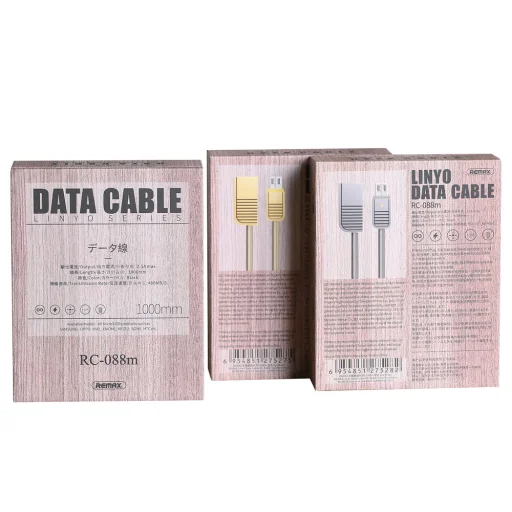 Remax Linyo RC-088m Micro USB kábel rozsdamentes acél burkolattal 2.1A 1M fekete - 2