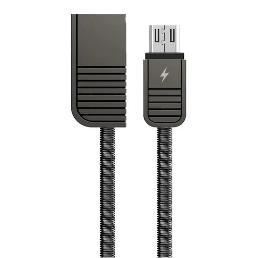 Remax Linyo RC-088m Micro USB kábel rozsdamentes acél burkolattal 2.1A 1M fekete - 1