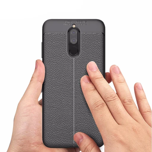 Litchi mintázatú flexibilis TPU tok Huawei Mate 10 Lite fekete - 8