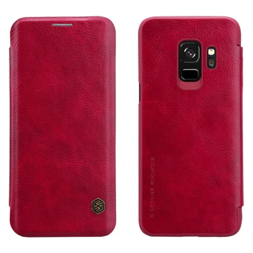 Nillkin Qin bőr fliptok Samsung S9 G960 piros színben - 1