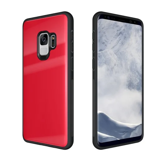 9H üveg hátlapú tok iPhone  S9 piros/fekete színben - 6