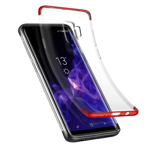 Baseus Armor áttetsző TPU tok Samsung S9 G960 piros színű kerettel - 6