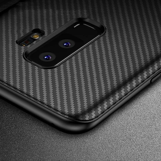 iPaky Carbon Fiber flexibilis TPU tok Samsung S9 Plus fekete - 5