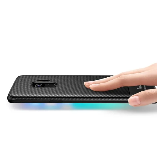 iPaky Carbon Fiber flexibilis TPU tok Samsung S9 Plus fekete - 3