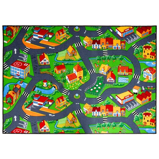 Autópálya gyerekszőnyeg, autópályás szőnyeg 2x2m méretben  - 1