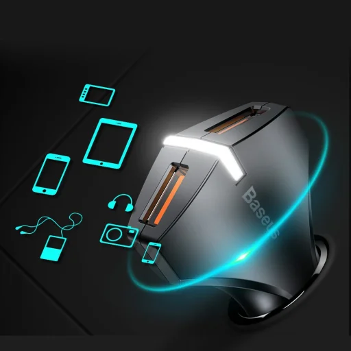 Baseus Rocket szivargyújtós telefontöltő 2 USB 3.0 QC aljzattal fekete színben - 6