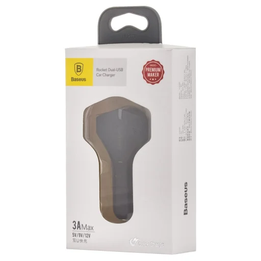 Baseus Rocket szivargyújtós telefontöltő 2 USB 3.0 QC aljzattal fekete színben - 8