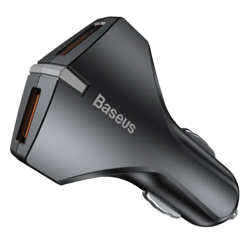 Baseus Rocket szivargyújtós telefontöltő 2 USB 3.0 QC aljzattal fekete színben - 1