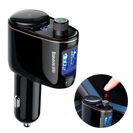 Baseus Locomotive Bluetooth FM Transmitter és autós töltő 2 USB aljzattal (CCALL-RH01) MP3 - 1