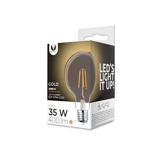 Forever Light COG Gold Izzó E27 G95 4W 230V 2200K 400lm vintage, dekor, Edison - 1